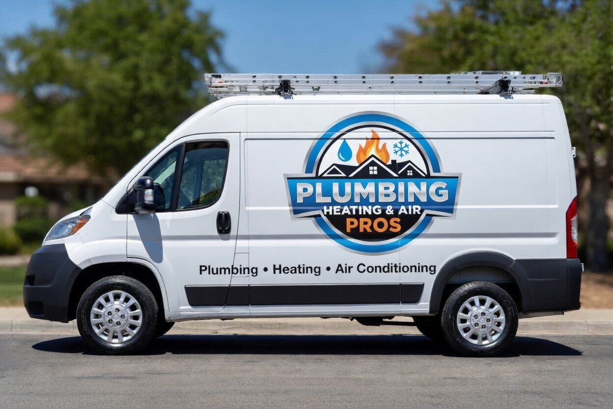 Local plumbing heating and air service van serving Windsor